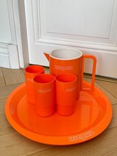 Ricard Orangeade Service Tray Pitcher and Glass 70s Vintage Orange