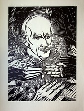 Frans MASEREEL - Hommage à Romain ROLLAND, GRAVURE sur bois, 1959