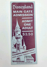 1966 Disneyland Complimentary Adult Main Gate Admission Tickets $3.50 Unused