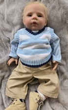 Reborn Bountiful Baby Boy Doll Caucasian Blue Eyes 2008 Weighted Rooted Hair