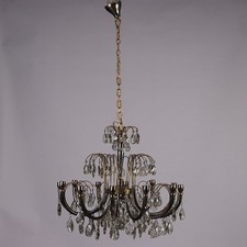 Lustre Ancien en Laiton et Crystal Italie Années 30-40