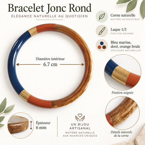 Bracelet jonc corne - bracelet, en
