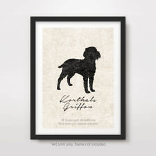 KORTHALS GRIFFON DOG ART PRINT POSTER Breed Black Silhouette Vintage Picture