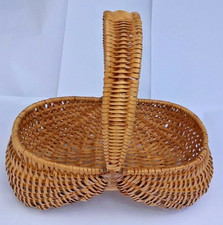 PANIER en osier , vannerie , jardin fleurs fruits , ANCIEN VINTAGE , courses