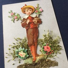 Antique 1900s Chromo Additions Plants Antique Postcard Scrap