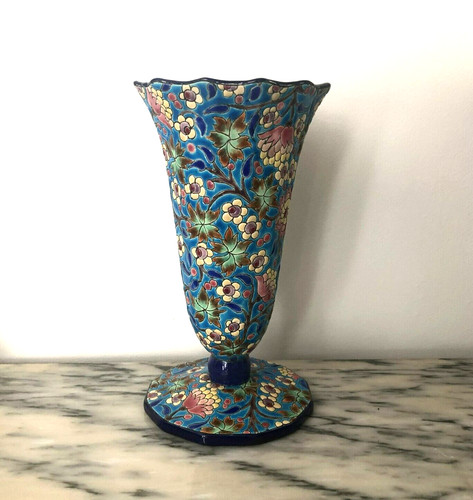 Ancien vase cornet émaux - ancien,