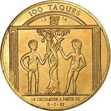 [#637663] Belgium, Token, 100 Taques, 1982, Copper-nickel, AU(50-53)