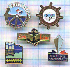 5 Pins de Bateaux / NANTAIS Sea line ancre MARINE NATIONALE Pardon des Mariniers