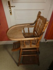 ANCIENNE CHAISE HAUTE DE BEBE EN BOIS PLIABLE