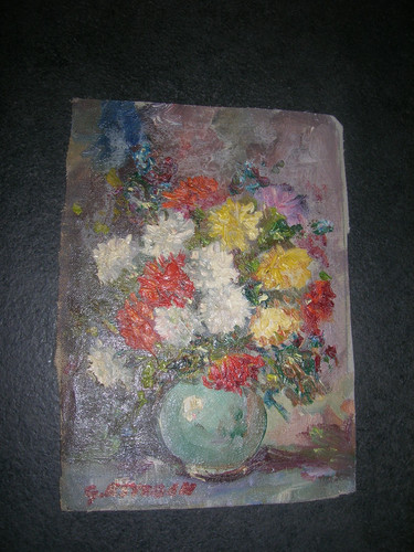 Huile sur toile bouquet - huile,