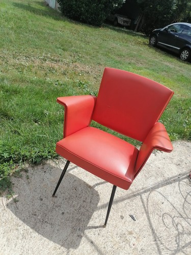 Fauteuil skai rouge 1950 - skai, 60
