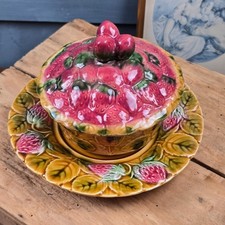 Sarreguemines Strawberry Slipper Jam Maker - Old Vintage Jam Jar
