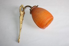 Art Nouveau Tulip Glass Paste Wall Sconce DELATTE Nancy, Brass, H. 26.5