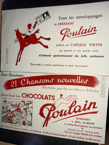Buvards chocolats poulain - chocolats,