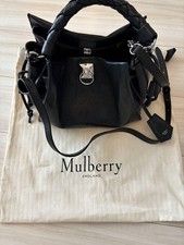 Mulberry Small Iris Leather 2-Way Shoulder Handbag Black Auth From Japan RIN