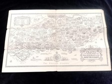 Pictorial Plan Des Routes Vers La Côte Sud 1932 Pour La Conduite D'Huile
