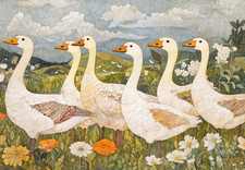 Art mural Six oies blanches -