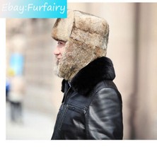Real Rabbit Full Fur Russian Ushanka Hat Real Fur Hat Chapka Granpa Dad Gift