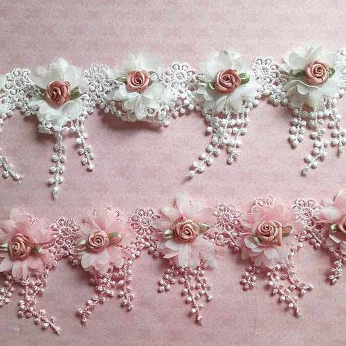 Fleurs dentelle crêpe - dentelle, et