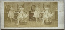 19th Century PARIS BROTHEL THREE WOMEN STEREO PHOTO C1860 VINTAGE P§
