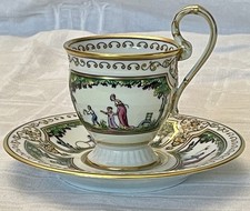RAYNAUD LIMOGES PORCELAIN CUP AND SAUCER PROMENADE AU PALAIS ROYAL