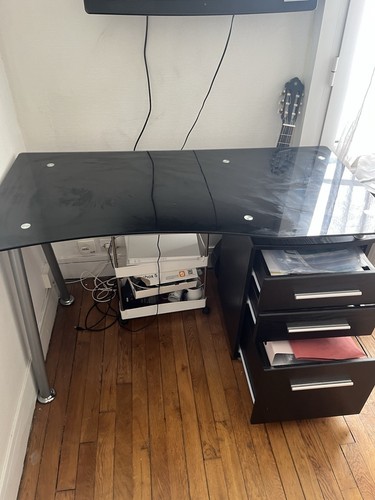Bureau design verre trempé - bureau, en