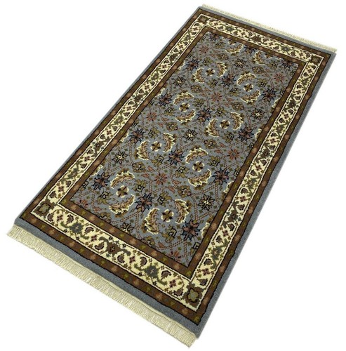 Bleu clair tapis laine noué - laine,