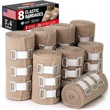 Elastic compression bandages - set of 8 - 4 x 7.5cm + 4 x 10cm - bandag...
