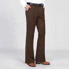 Hommes Décontracté Patte D’Éléphant Vintage Évasé Pantalon Affaires Rayé Long