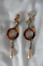 Boucles d'oreilles clips artisan-créateur perles fines écaille fantaisie rétro