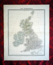 Carte du Royaume-Uni, Grande-Bretagne, gravure originale de 1853
