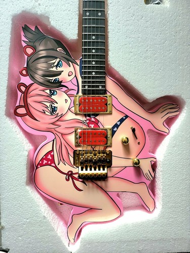 Pink electric guitar anime - pink,