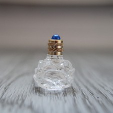Empty Perfume Miniature, Pink Shaped Glass Bottle, Blue Color