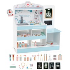 Coffret de Jeu de Médecin en Bois Centre Médical Moniteur ECG Zone d'Examen et