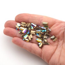 Lot 144pcs 10x5 mm Czech VTG Baguettes AB TITANIA crystal Faceted Chatons loose