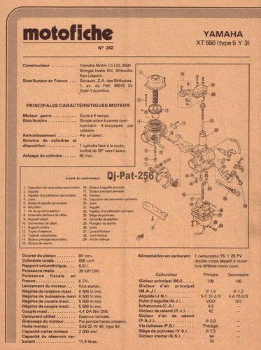 Fiche technique moto yamaha - technique,