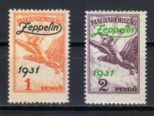 Hongrie 1931 MNH Mi 478-479 Sc C24-C25 Turul , Aigle, surimprimé Zeppelin II **