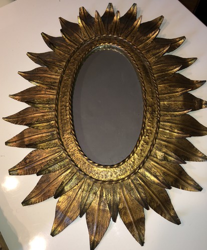Miroir soleil métal - métal, doré