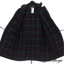 #1 MENSWEAR Gloverall Made in England Navy Tartan Lined Hooded Duffle Coat XL NR