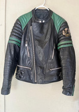 Vintage 70's Moto Cuir French leather biker racing jacket padded 42