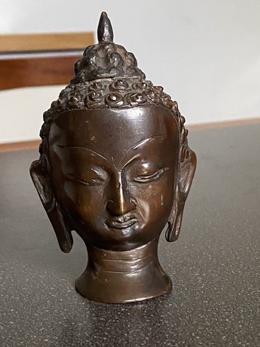 Tête bouddha bronze - en,