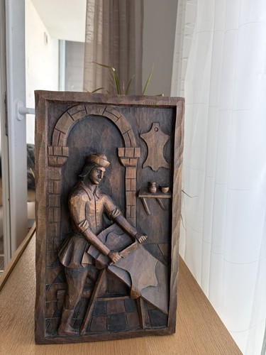 Tableau panneau bois sculpté - bois,