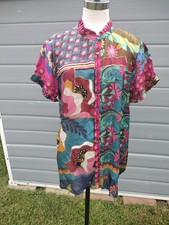 Johnny Was Promisino Zoli tunic size L 100% silk colorful floral boho