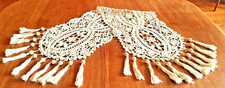 TABLE RUNNER - late 19th early 20th century crocheted cotton and tassels - 147 cm x 34 cm