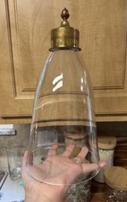 vintage glass brass display case cloche dome statue show bell jar RARE 11”