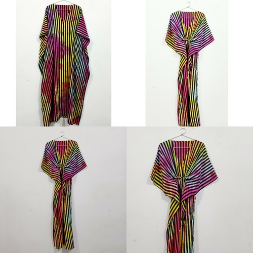 Kaftan plage coton rayé - de, en