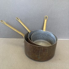 OLD SERIES OF 3 PANS TOURNUS FRANCE COPPER STAMEN VINTAGE KITCHEN
