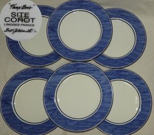 Limoges Porcelain x6 Flat Plates 26.5cm Faux Wood by Goldsmith Site Corot