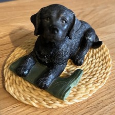 VINTAGE 1980'S BLACK LABRADOR PUPPY WITH WELLINGTON BOOT
