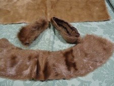 lot=antique collar & sleeves + fur fabrics reno vintage era clothes 